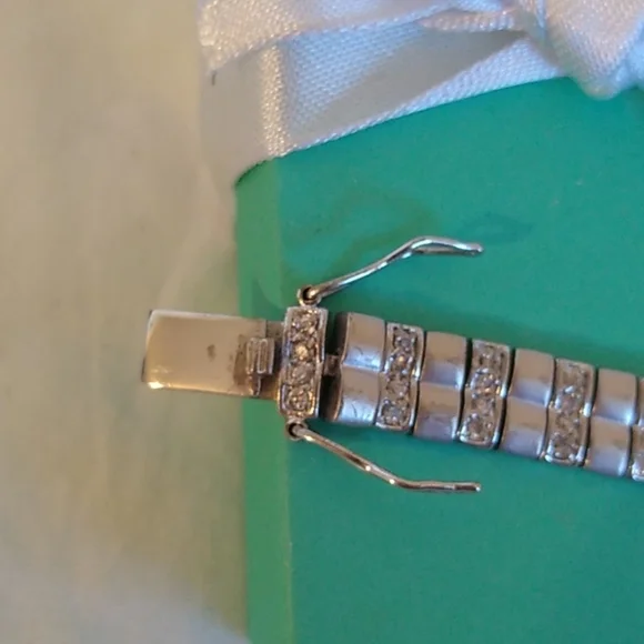 Sterling Silver Double Channel Set CZ Tennis 7.0 Bracelet with Safety